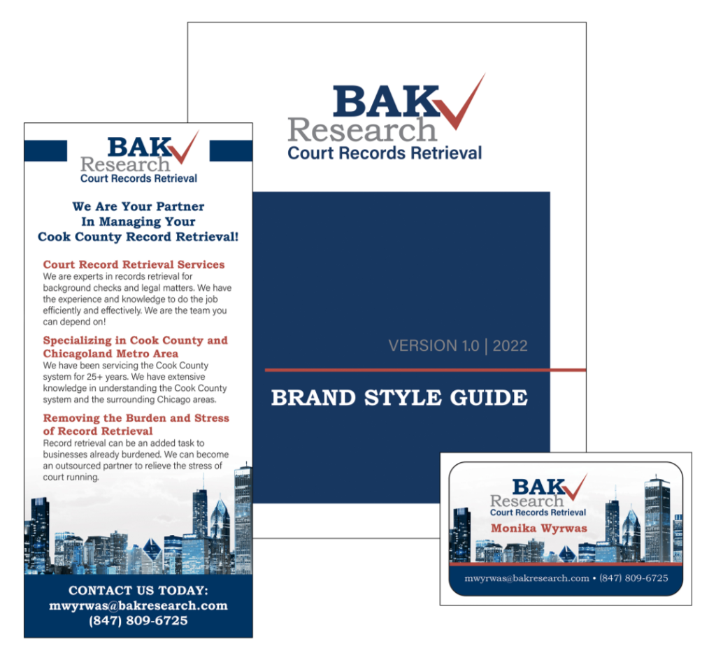 business cards, style guide, rack card